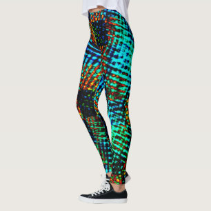 Blue chess, green scratch, red, false dirty stain leggings