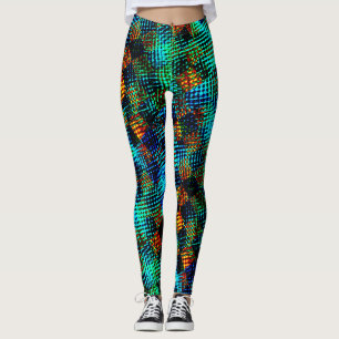 Blue chess, green scratch, red, false dirty stain leggings