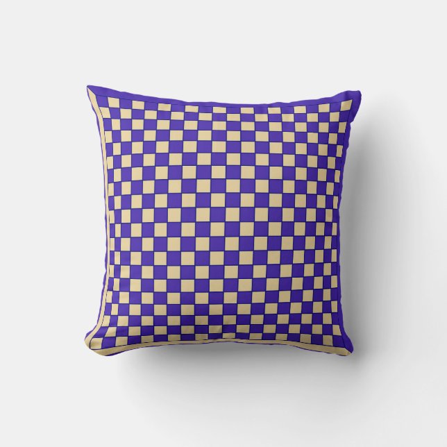 Blue Chess Reversible Throw Pillow (Front)