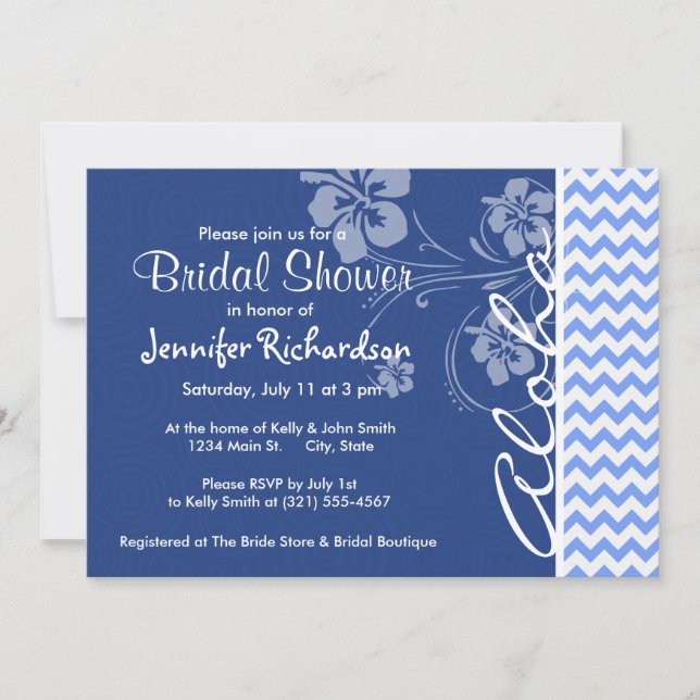 Blue Chevron; Aloha Invitation (Front)