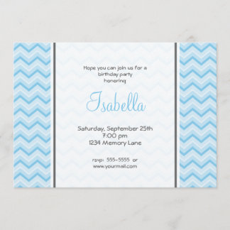 Blue Chevron Birthday Invitation