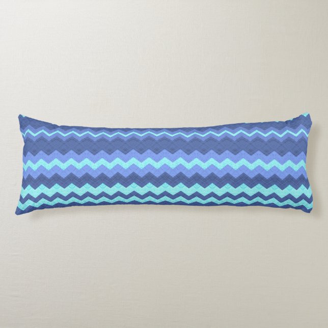 blue chevron body pillow (Front)