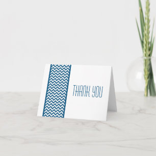 Blue Chevron Border Thank You Card