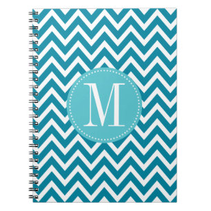 Blue Chevron Custom Monogram Notebook