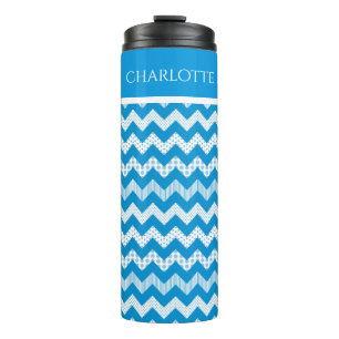 Blue Chevron Custom Thermal Tumbler