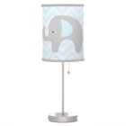Blue Chevron Elephant Lamp / Grey Trim
