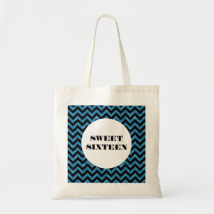 Blue Chevron Glitter Sweet 16 Tote Bag