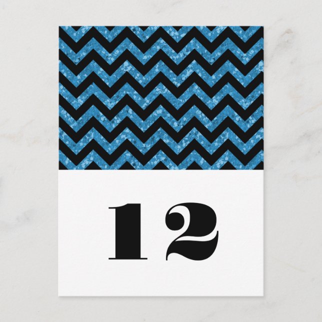 Blue Chevron Glitter Table Postcard (Front)