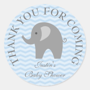 Blue chevron grey elephant boy babyshower stickers