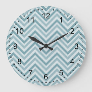 Blue Chevron Large Clock