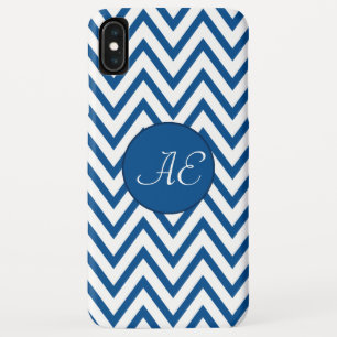 Blue Chevron Monogram Modern iPhone XS Max Case