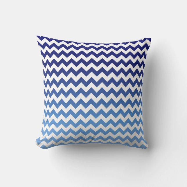 Blue Chevron Ombre Cushion (Front)
