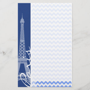 Blue Chevron; Paris Stationery