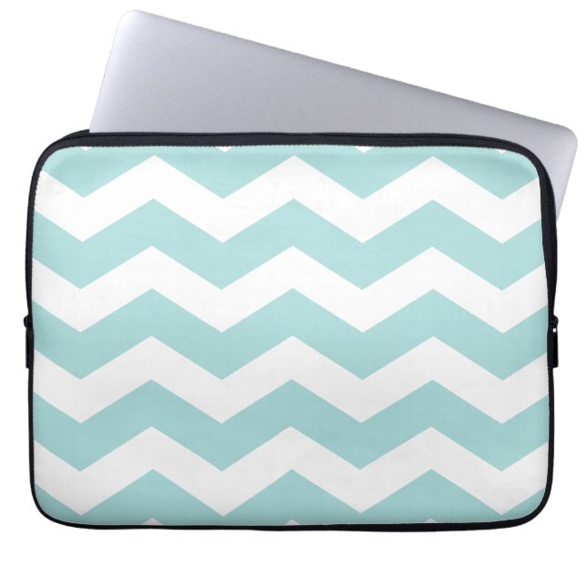 Blue Chevron Pattern Laptop Sleeve (Front)