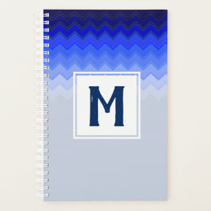 Blue Chevron Pattern Monogrammed Planner