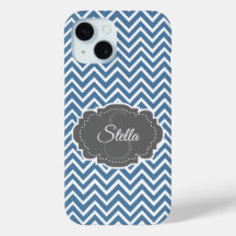 Blue Chevron Personalised iPhone Case
