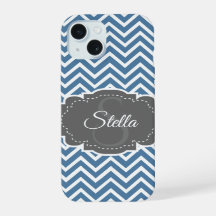 Blue Chevron Personalised iPhone Case