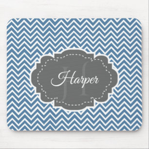 Blue Chevron Personalised Mouse Pad