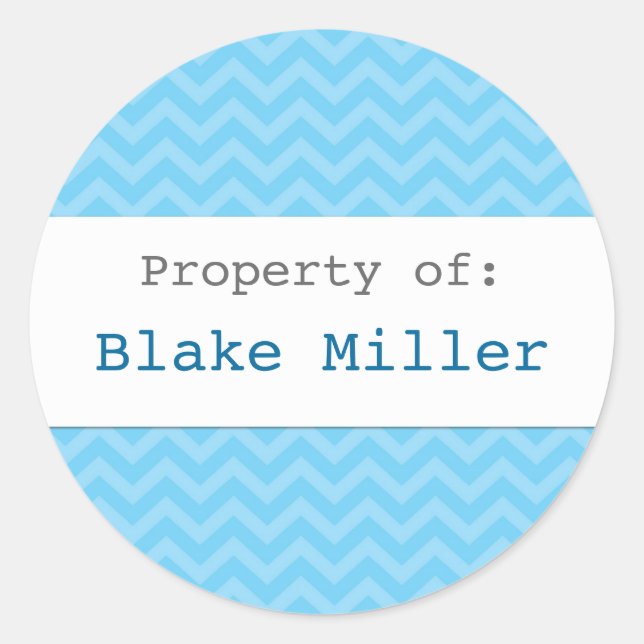 Blue chevron personalised sticker (Front)