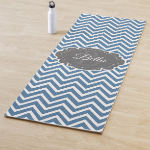 Blue Chevron Personalised Yoga Mat