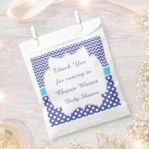 Blue Chevron & Polka Dot Baby Shower Party Favour Bags