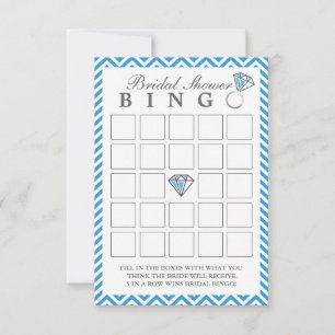 Blue Chevron Stripes Bridal Shower Bingo Cards