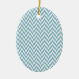 Blue Chevron with Monogram Ceramic Tree Decoration