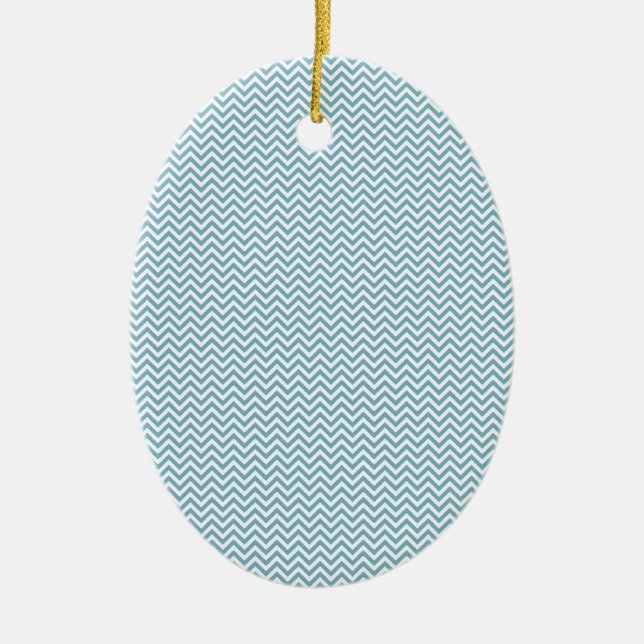 Blue Chevron with Monogram Ceramic Tree Decoration (Front)