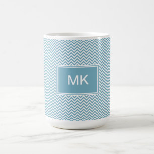 Blue Chevron with Monogram Coffee Mug