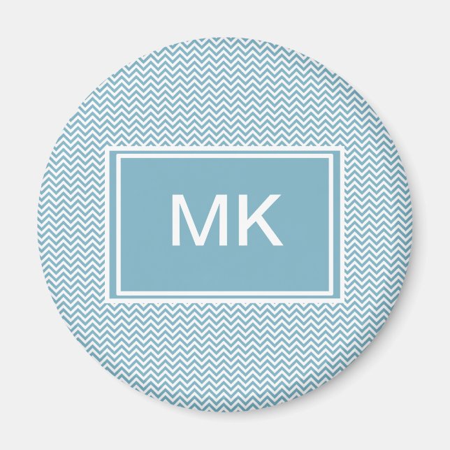 Blue Chevron with Monogram Magnet (Front)