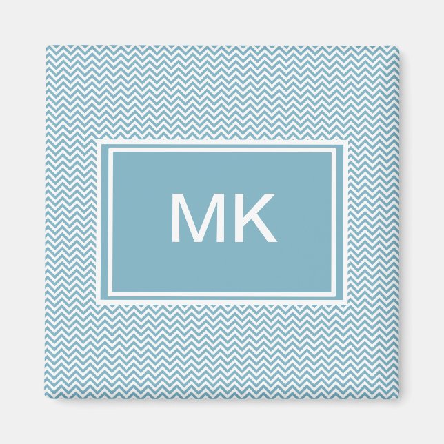 Blue Chevron with Monogram Magnet (Front)