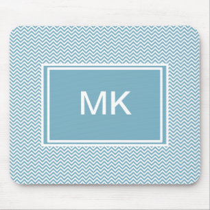 Blue Chevron with Monogram Mouse Mat