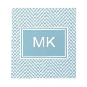 Blue Chevron with Monogram Notepad