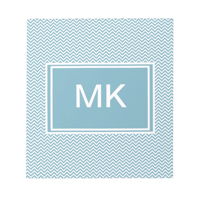 Blue Chevron with Monogram Notepad (Front)