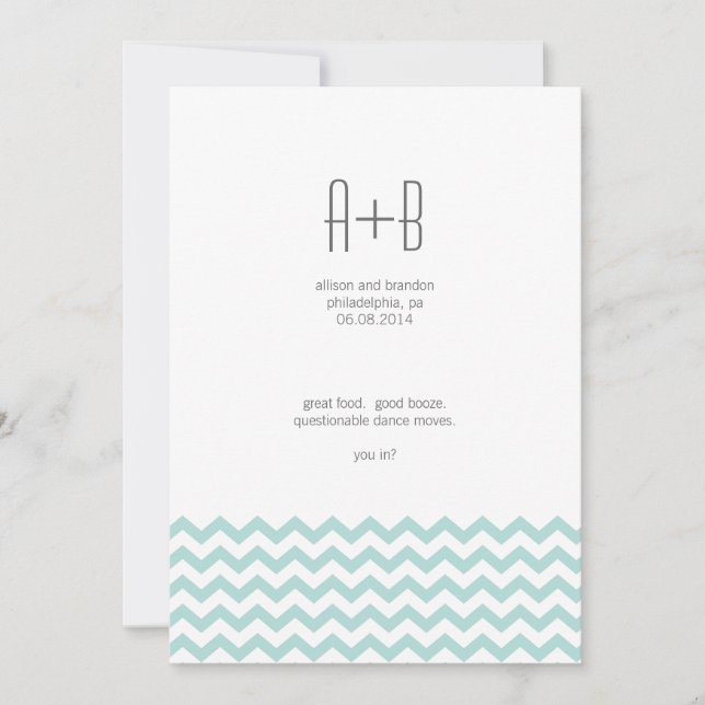 Blue Chevron You In? Save the Date (Front)