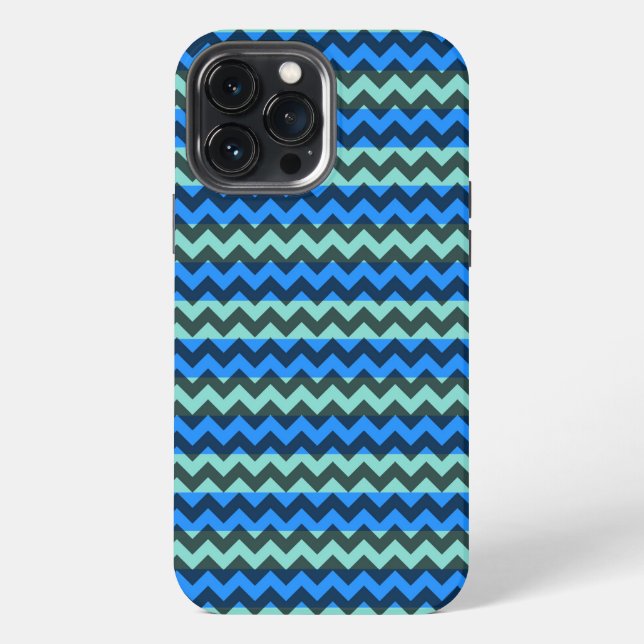 Blue Chevron Zigzag iPhone Case (Back)