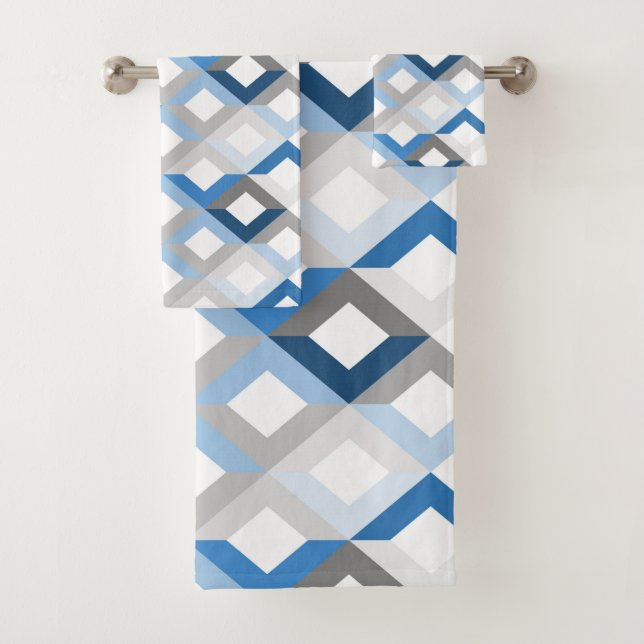 blue chevrons bath towel set (Insitu)