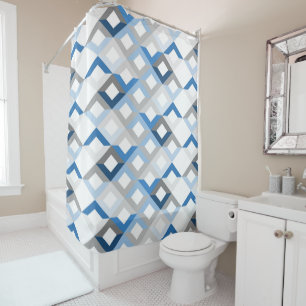 blue chevrons shower curtain