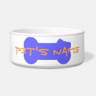 Blue Chewed Bone Personalised Dog Bowl 6