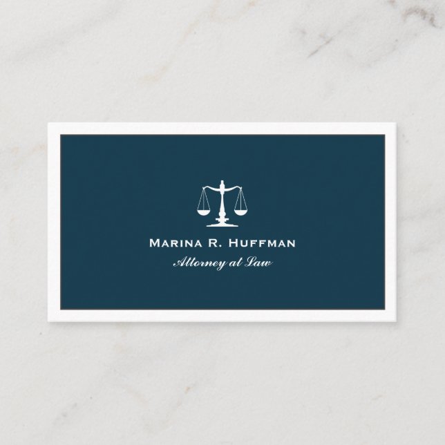 Blue chic Attorney  Justice Scale Professional Business Card (Front)