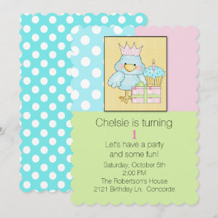Blue Chic Babys First Birthday Invitation