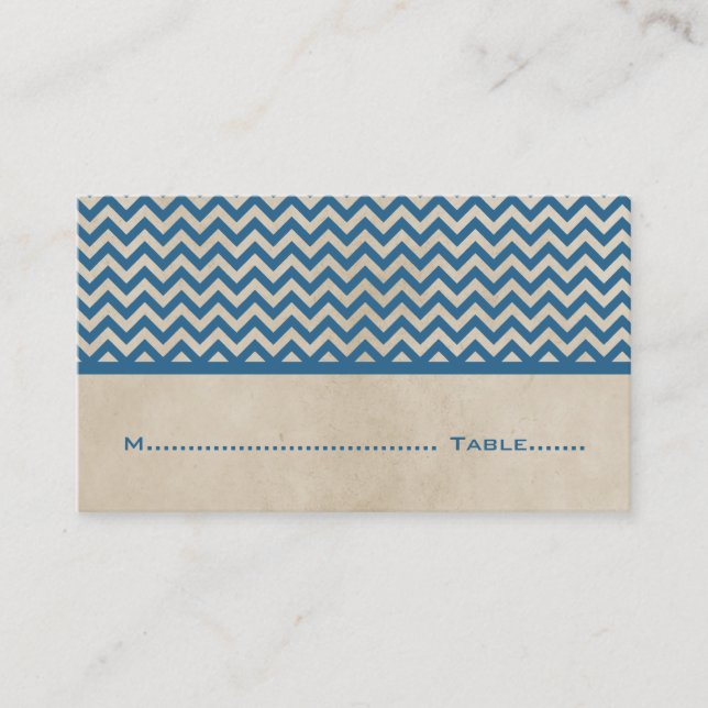 Blue Chic Chevron Place Cards (Front)