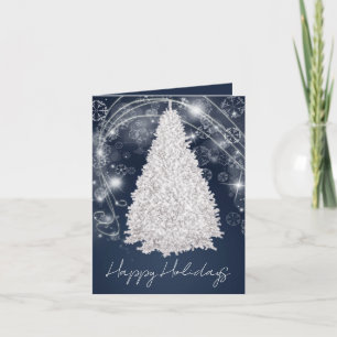 Blue Chic Christmas Tree Holiday Card