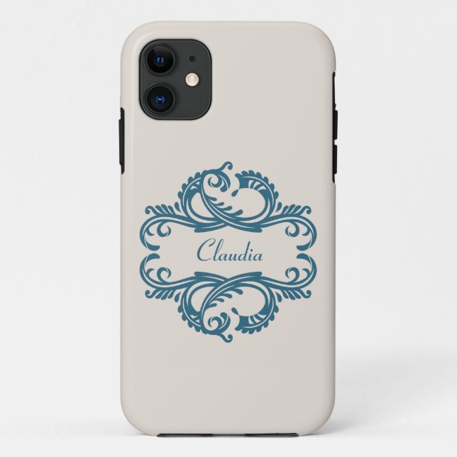 Blue Chic Damask BT iPhone 5 Case (Back)