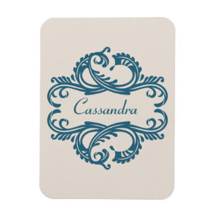 Blue Chic Damask Premium Magnet