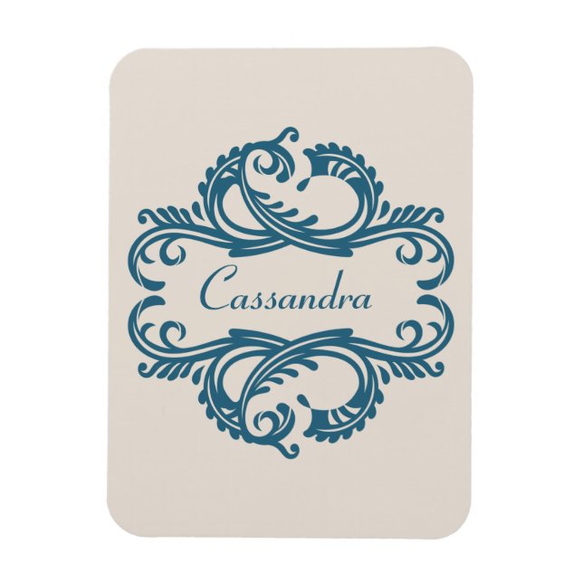 Blue Chic Damask Premium Magnet (Vertical)