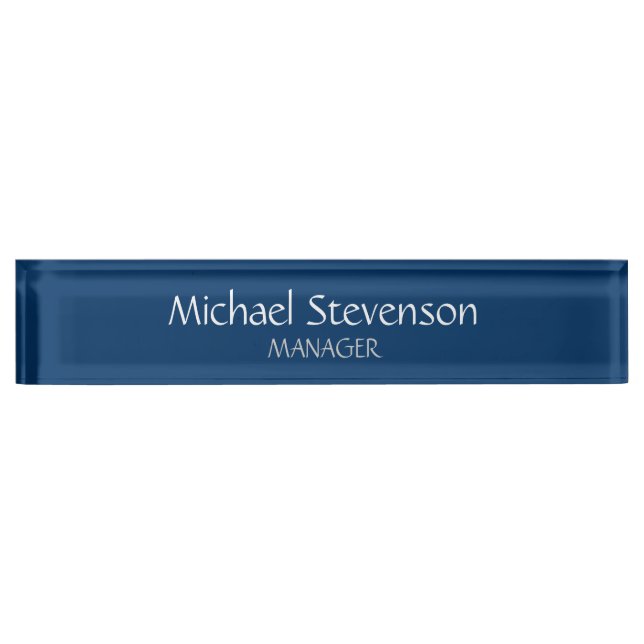 Blue Chic Elegant Modern Desk Nameplate (Front)