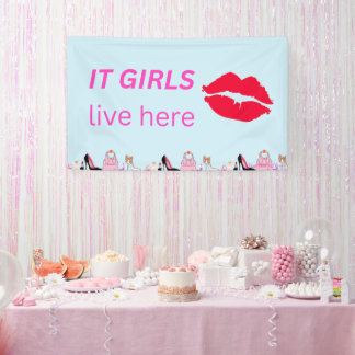 Blue Chic Girls Party Lipstick Dorm Sign