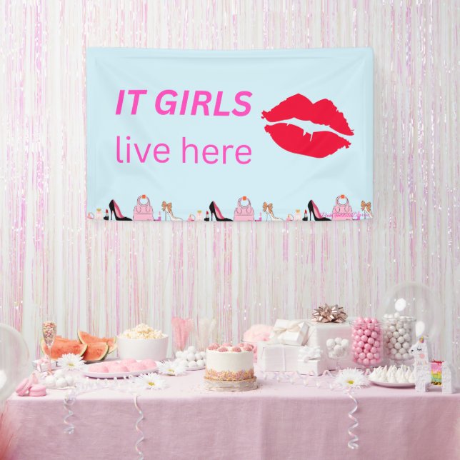 Blue Chic Girls Party Lipstick Dorm Sign (Party)