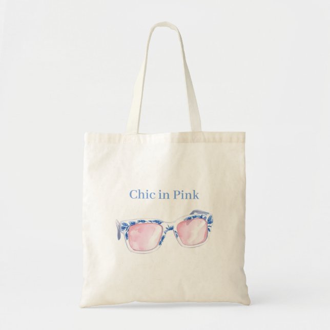 Blue Chic In Pink Sunglasses Tote Bag (Front)